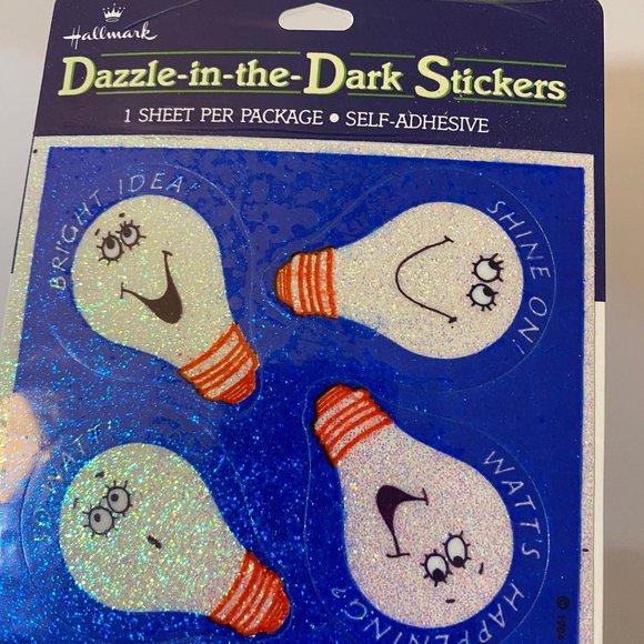 Vintage Hallmark Lightbulbs Dazzle Glow In The Dark Stickers - Picture 2 of 6